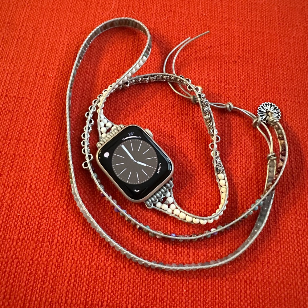 This is a wrap around watch band with multiple stones.